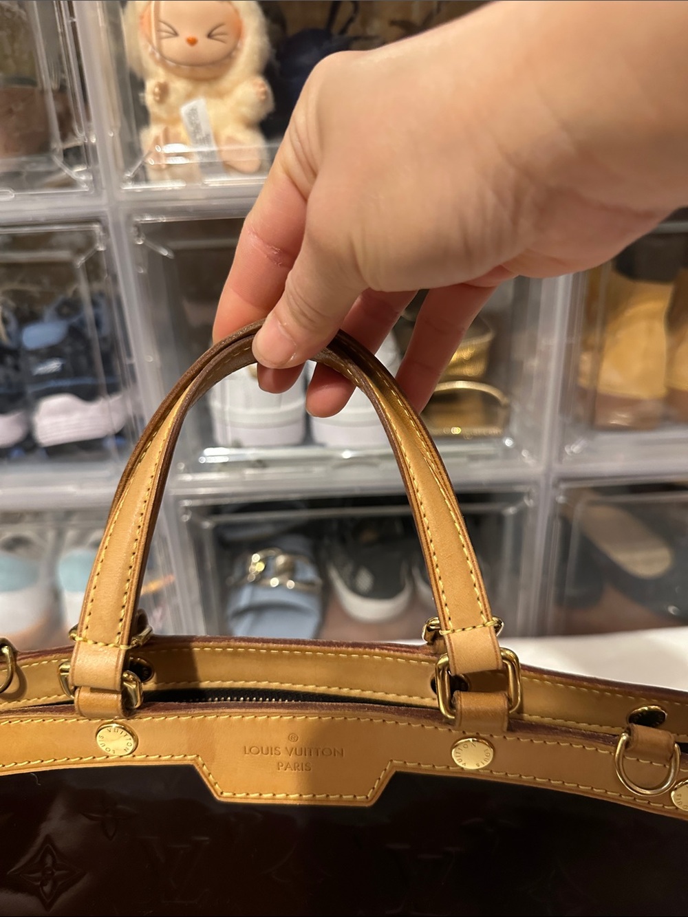 Louis Vuitton Brown Patent Vernis with Natural Vachetta Top-Handle Satchel - Picture 16 of 16
